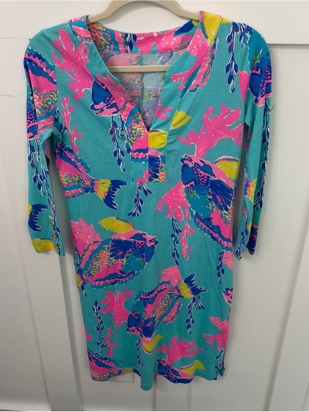 Lilly Pulitzer Teal, Hot Pink & yellow vibrant Riva Dress